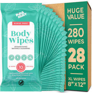 Body Wipes - 140 XL Bath Wipes for Adults No Rinse, Adult Wipes for Elderly - Body & Face Gentle Skin Cleansing, Shower Wipes Bathing for Travel, Elderly, Car, Gym, Camping (8x12 Inch)