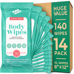 Body Wipes - (14 Pack) – 140 XL Bath Wipes for Adults No Rinse, Adult Wipes for Elderly